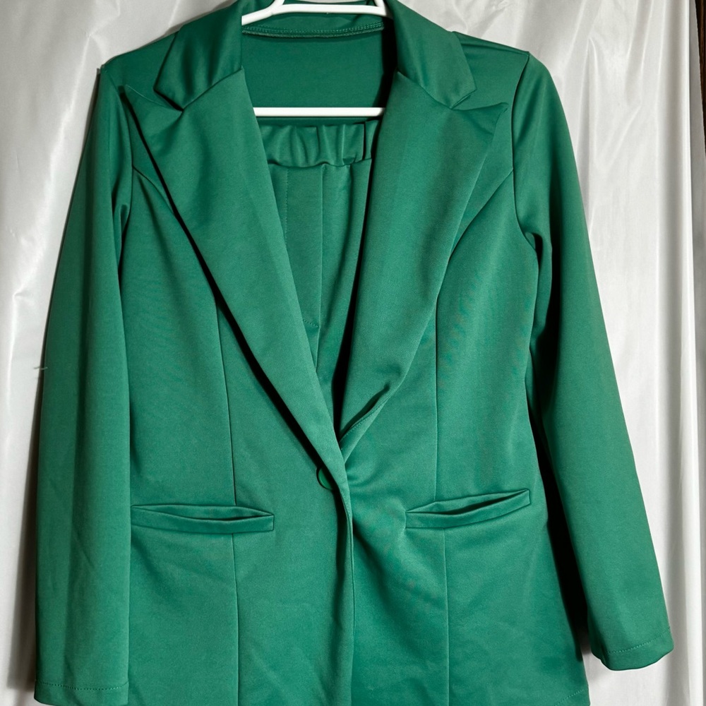 Green Women's Blazer and Shorts set